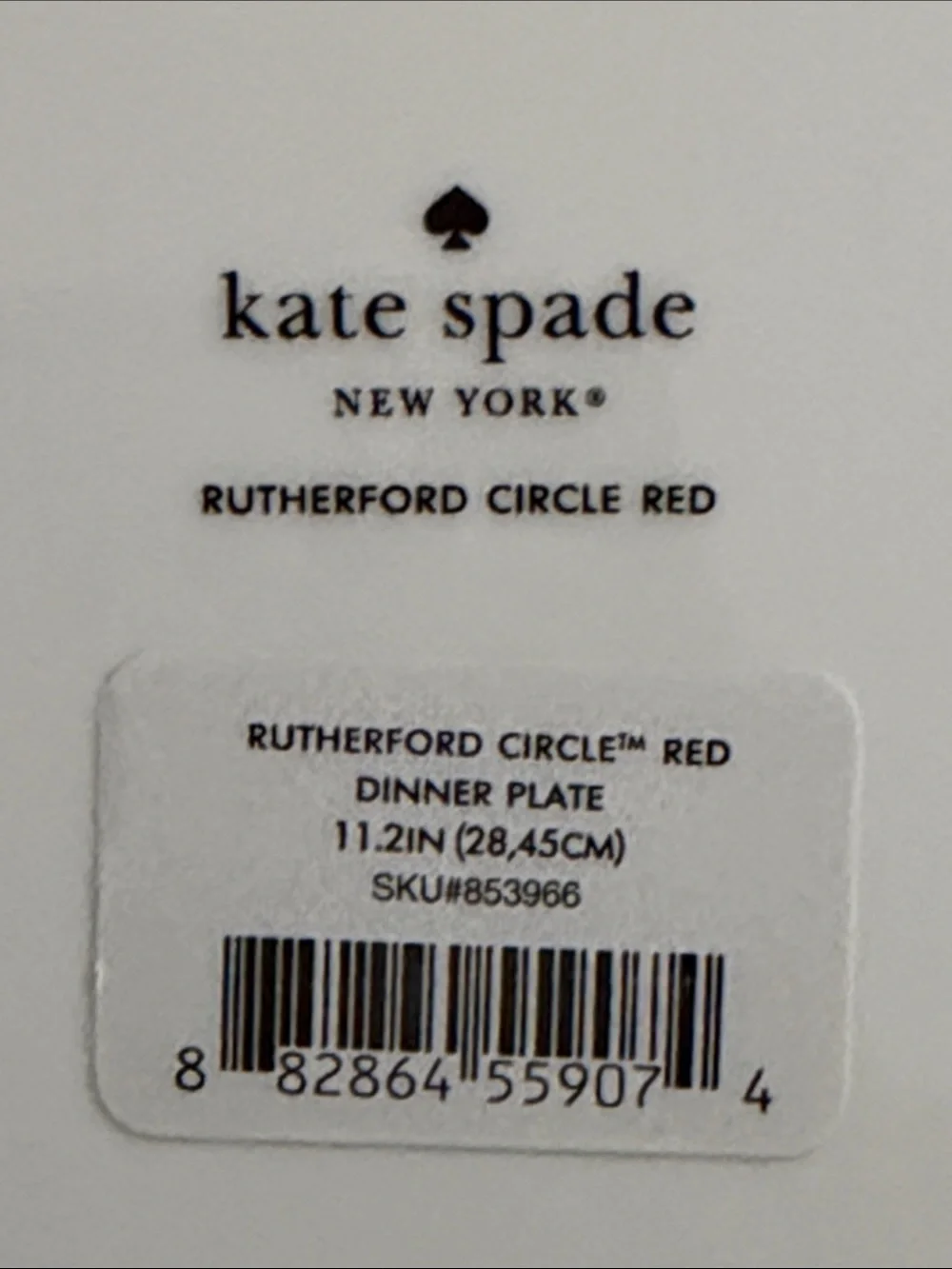 Kate Spade Lenox Rutherford Circle Red Dinner Plate NWT